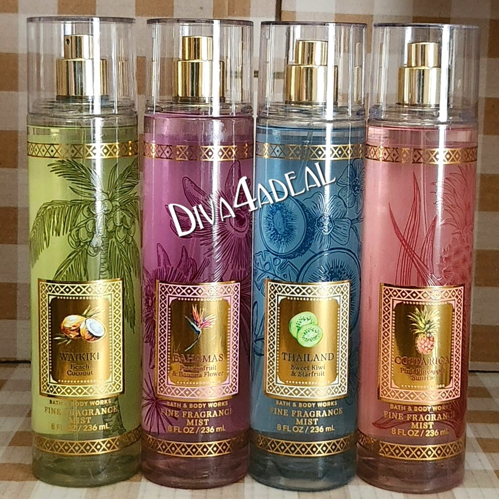 4X Bath & Body Works TROPICAL 8 FL OZ Mist Sprays Collection Set